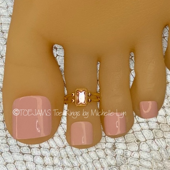 TOEJAMS Toe Rings by Michelle Lyn Jewelry - TOE RING Custom Made Gold with Pink Crystal